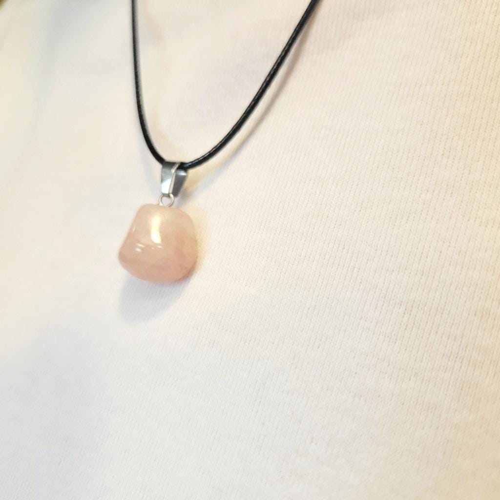 Natural Rose Quartz Crystal Pendant Necklace