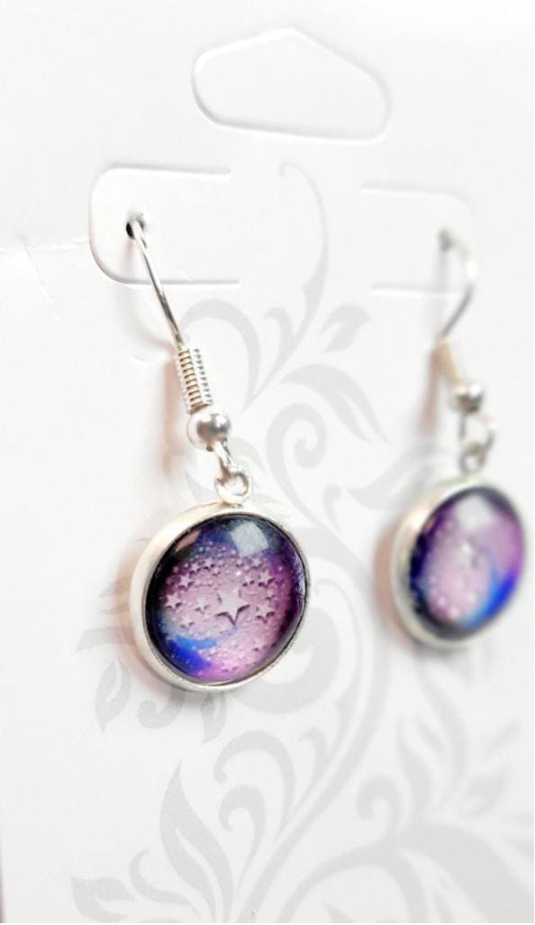 Star abstract cabochon dangle drop earrings