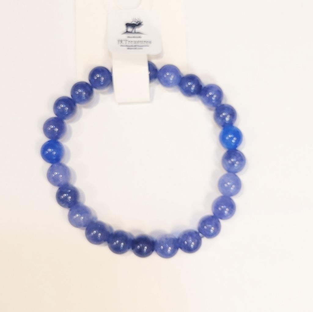 Natural Crystal Kyanite Beaded Bracelet 8"