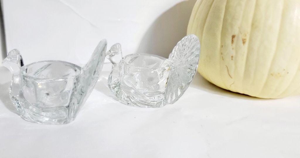 Vintage Avon glass turkey votive candle holders
