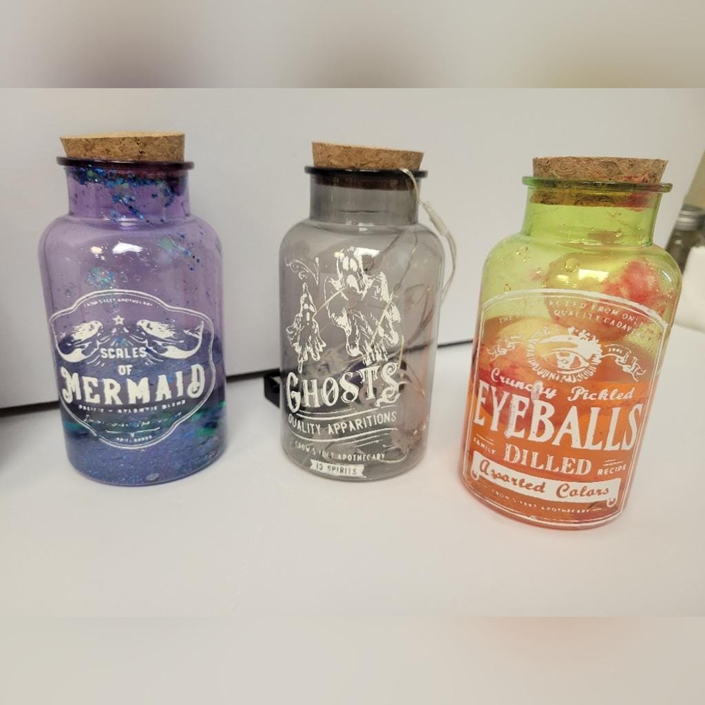 Halloween Apothecary Potion Bottle Set 6 Pieces