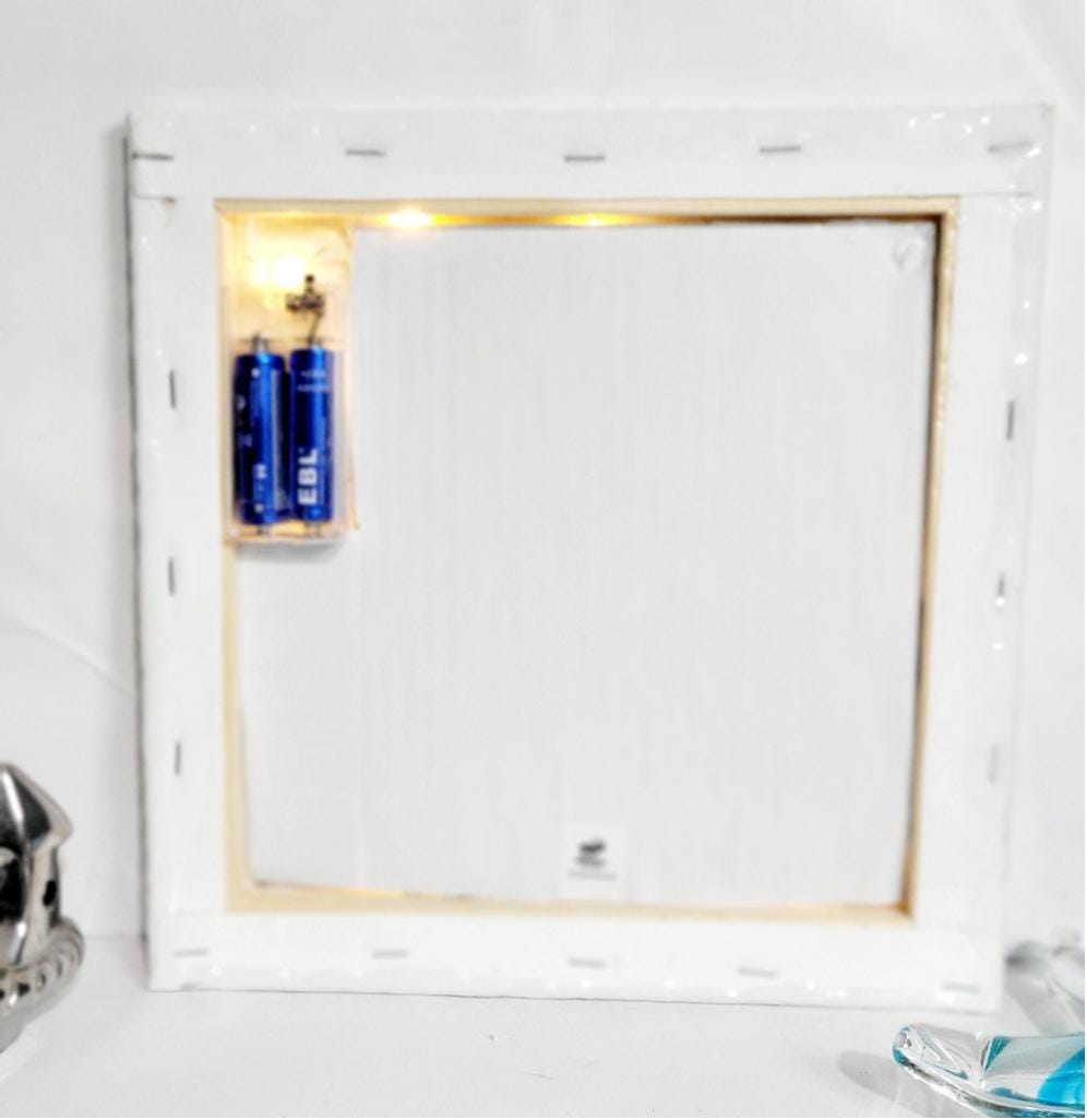 Hand crafted handpainted mermaid abstract glitter and crushed glass resin canvas