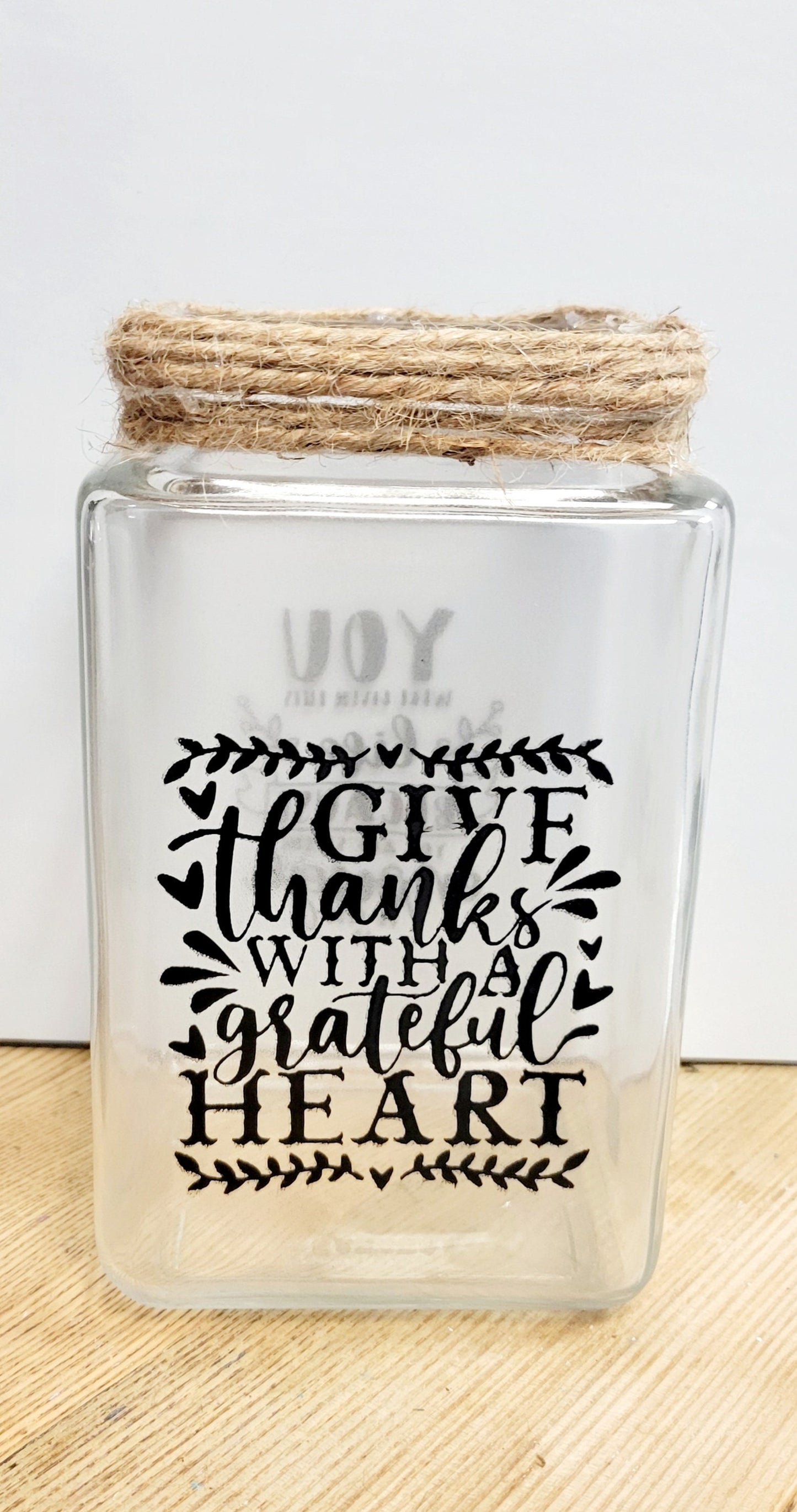 Handpainted farmhouse rustic style square jar