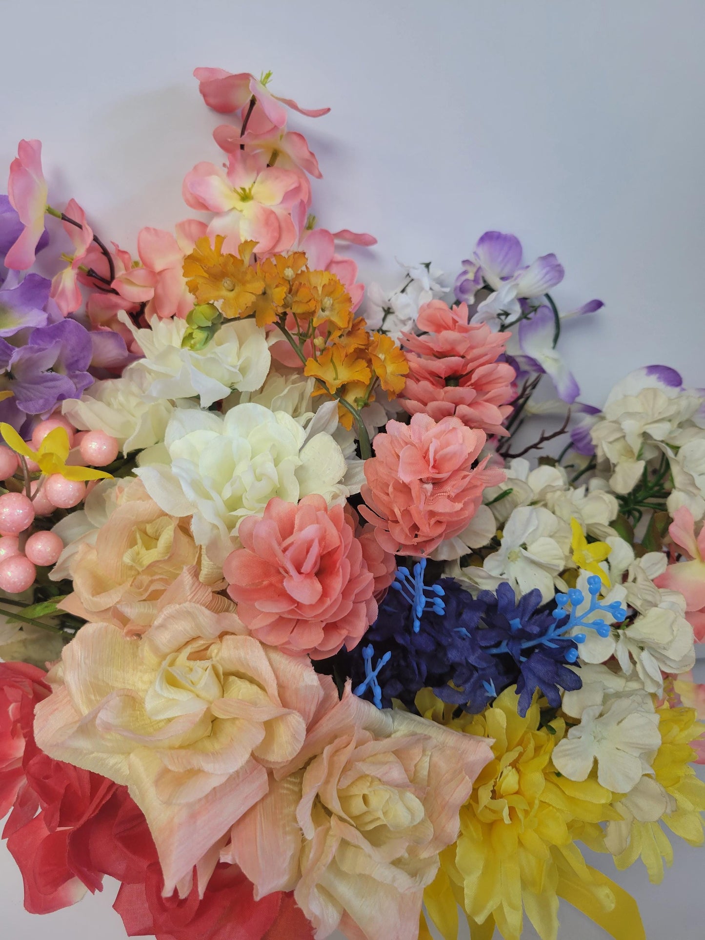 Colorful Floral Arrangement in Metal Flowers & Garden Planter Hand Crafted