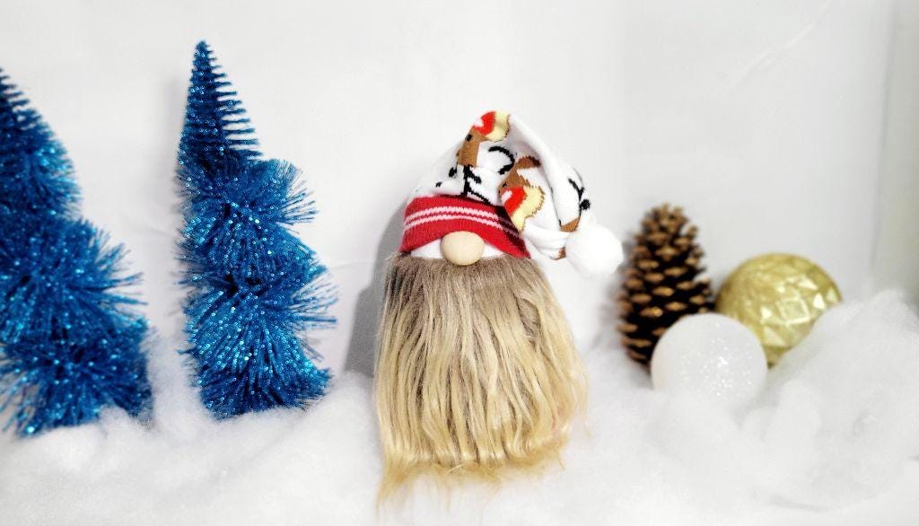 Christmas sock gnome with  reindeer hand crafted