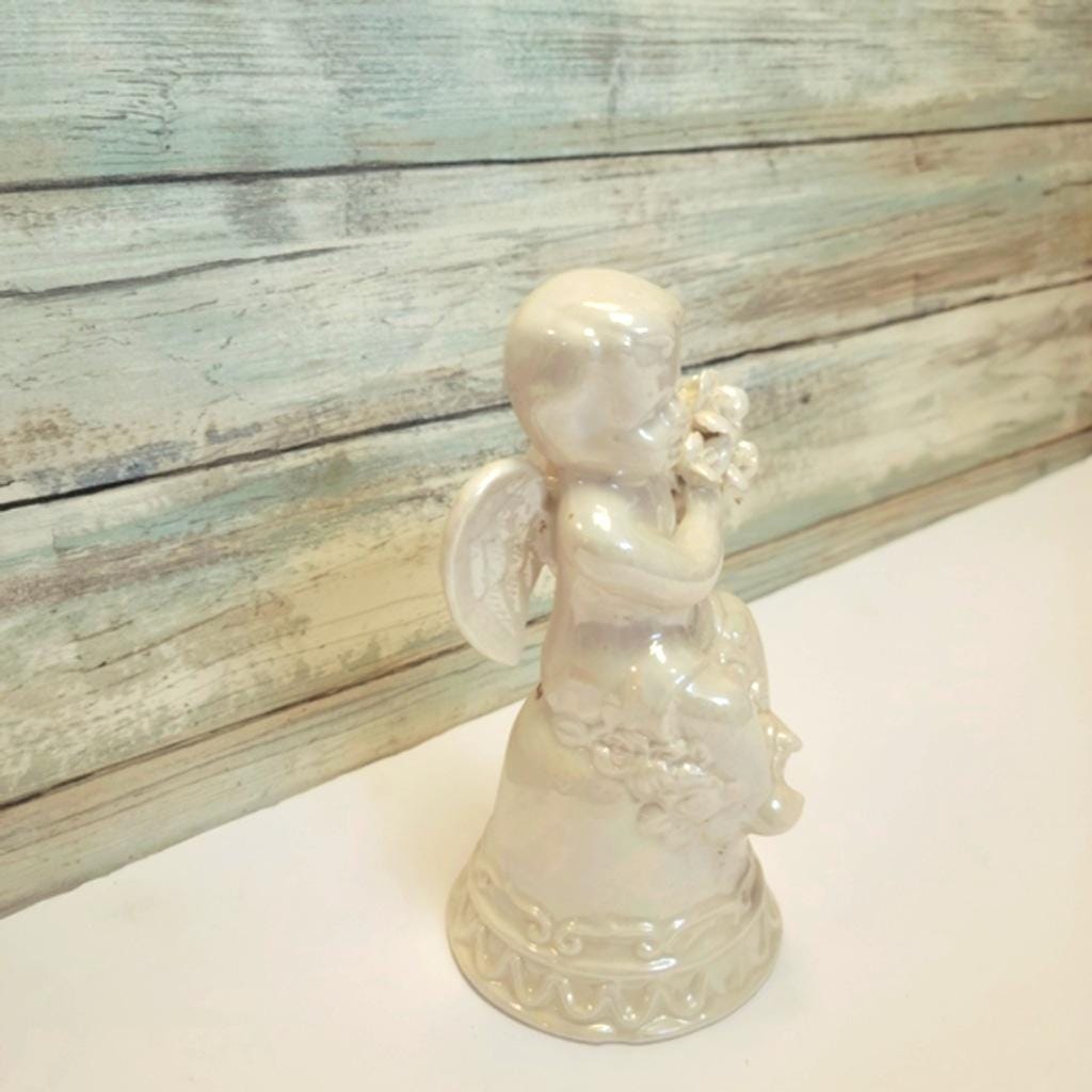 Vintage White Ceramic Angel Bell