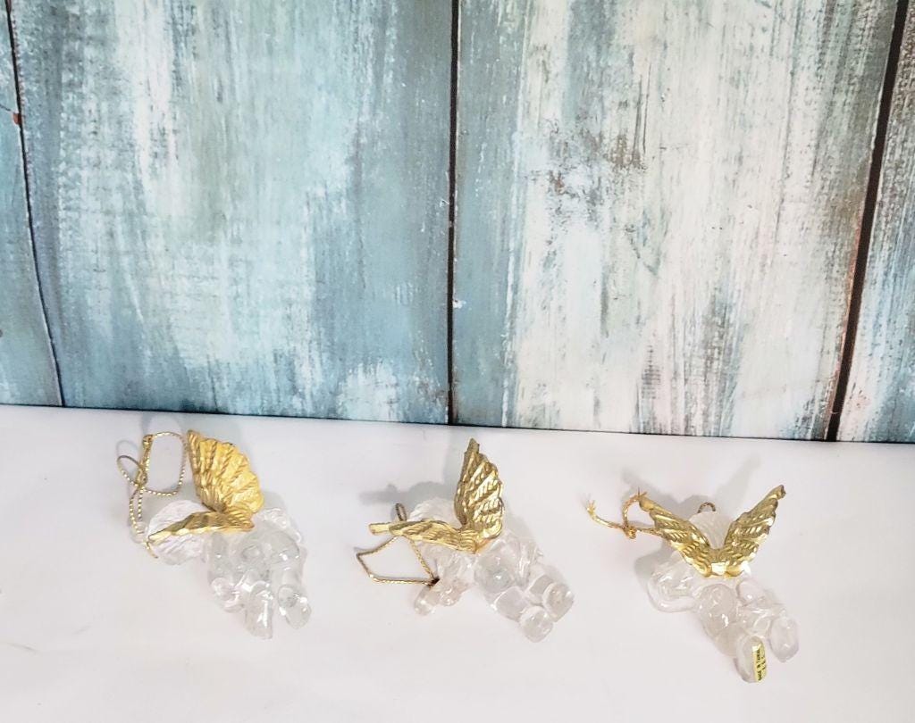 Vintage acrylic cherub angel ornaments