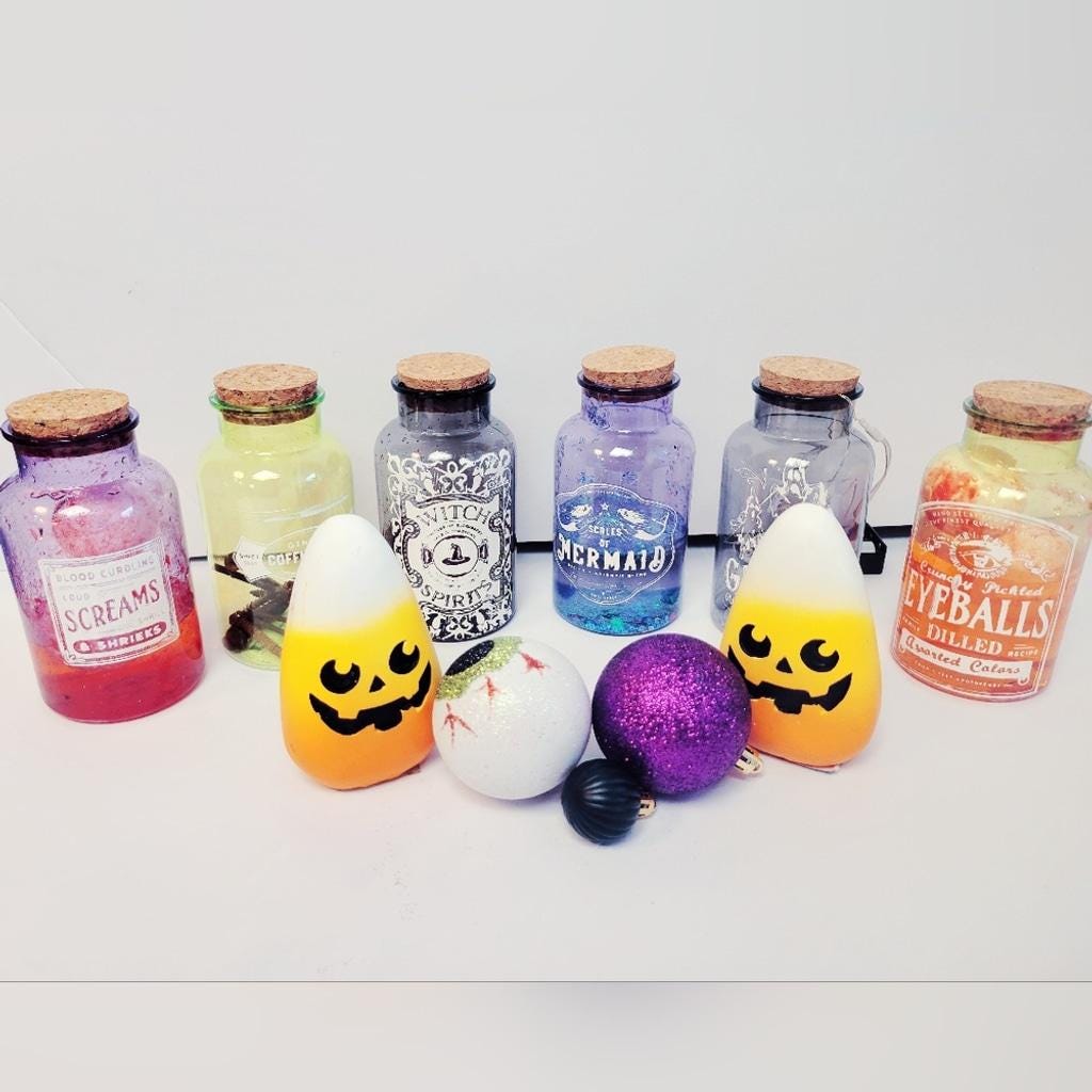 Halloween Apothecary Potion Bottle Set 6 Pieces