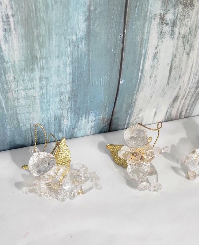 Vintage acrylic cherub angel ornaments