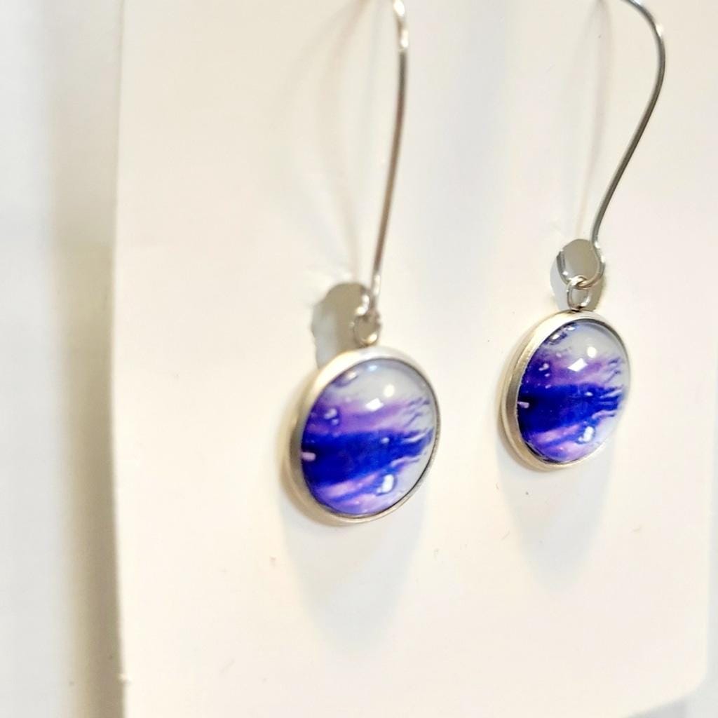 Blue And Purple Bubble Latch Back Earrings