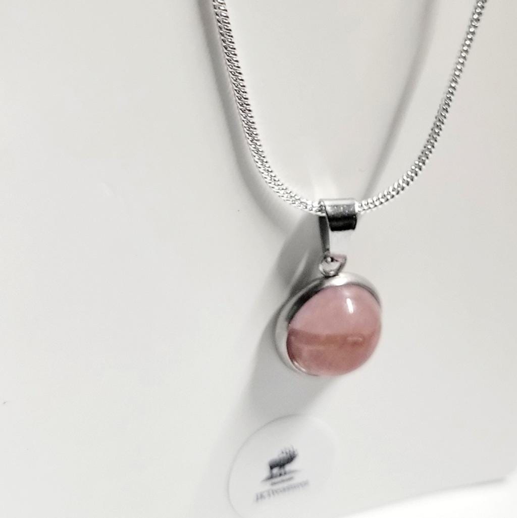 Natural Rose Quartz Crystal Pendant 925 Sterling Silver Necklace