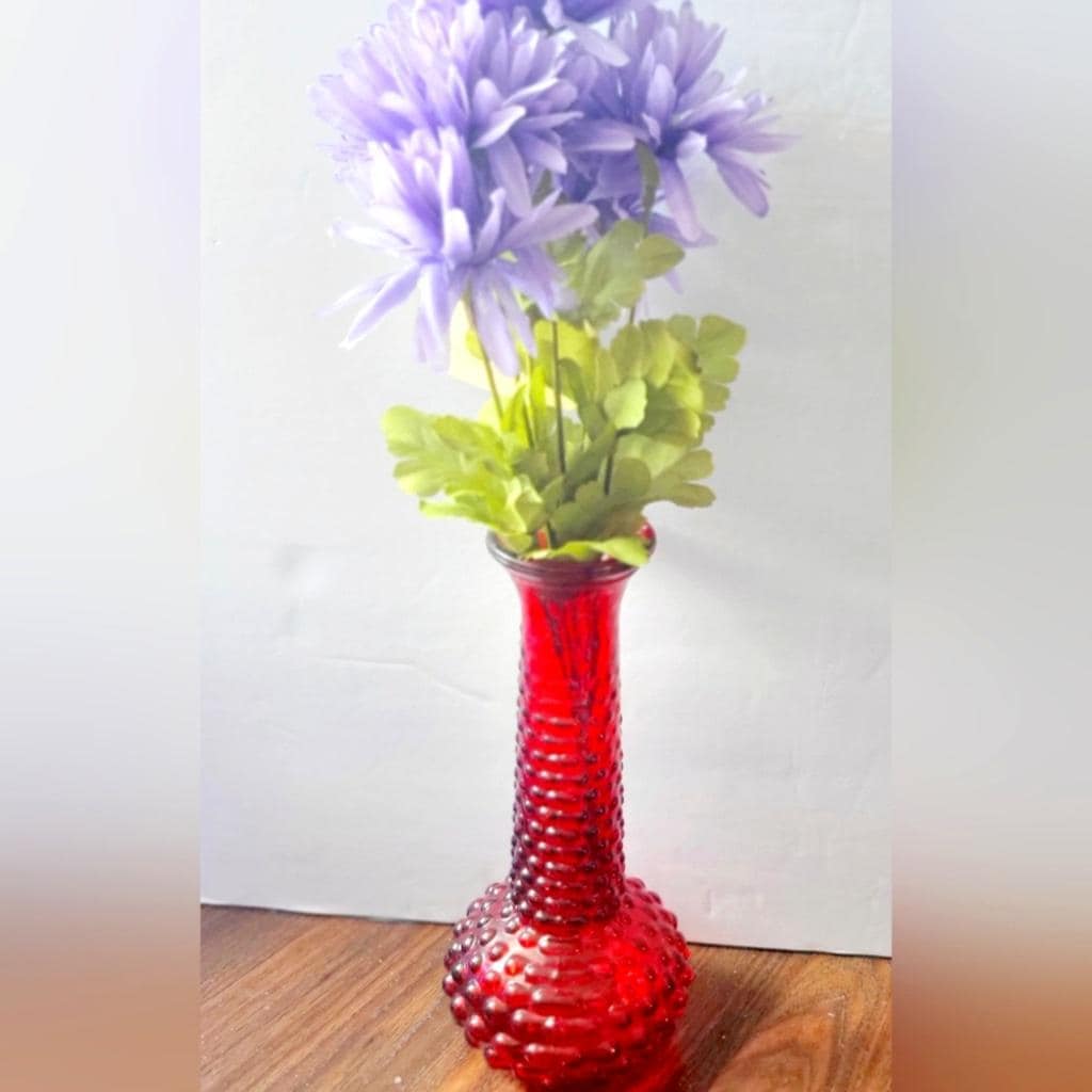 Vintage 1960's 8" E.O. BRODY Co Red Hobnail Bud Vase
