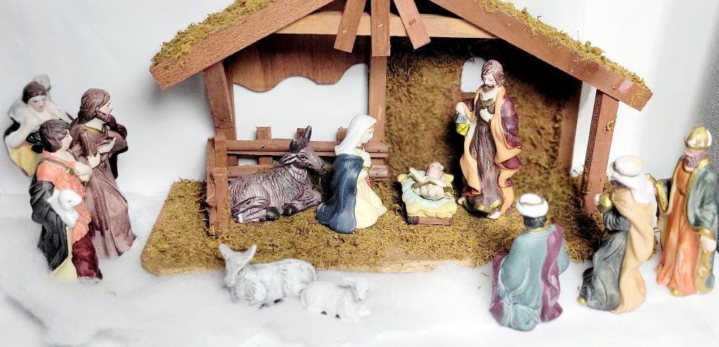 Vintage Brighten the Season 14 piece Nativity set