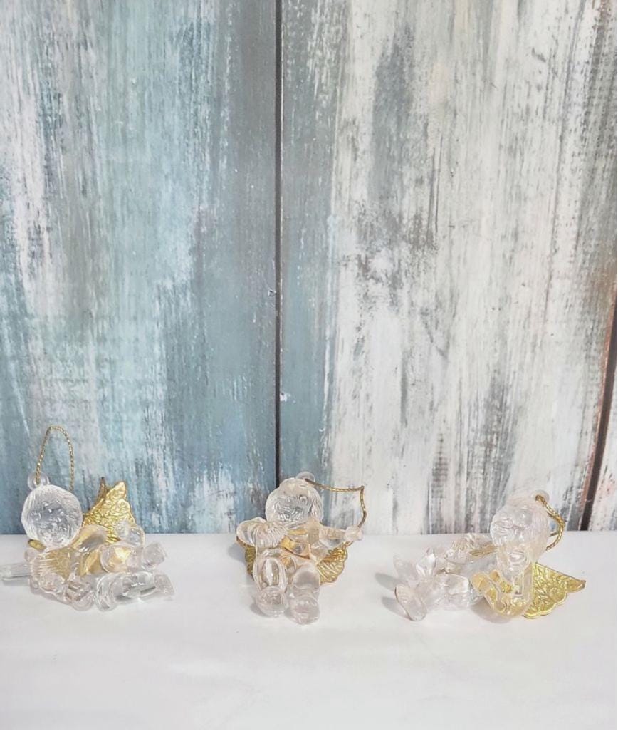 Vintage acrylic cherub angel ornaments