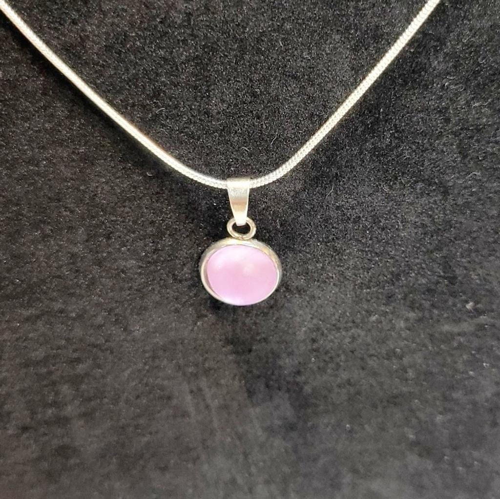 Light pink crystal rhinestone 925 stamped sterling silver necklace