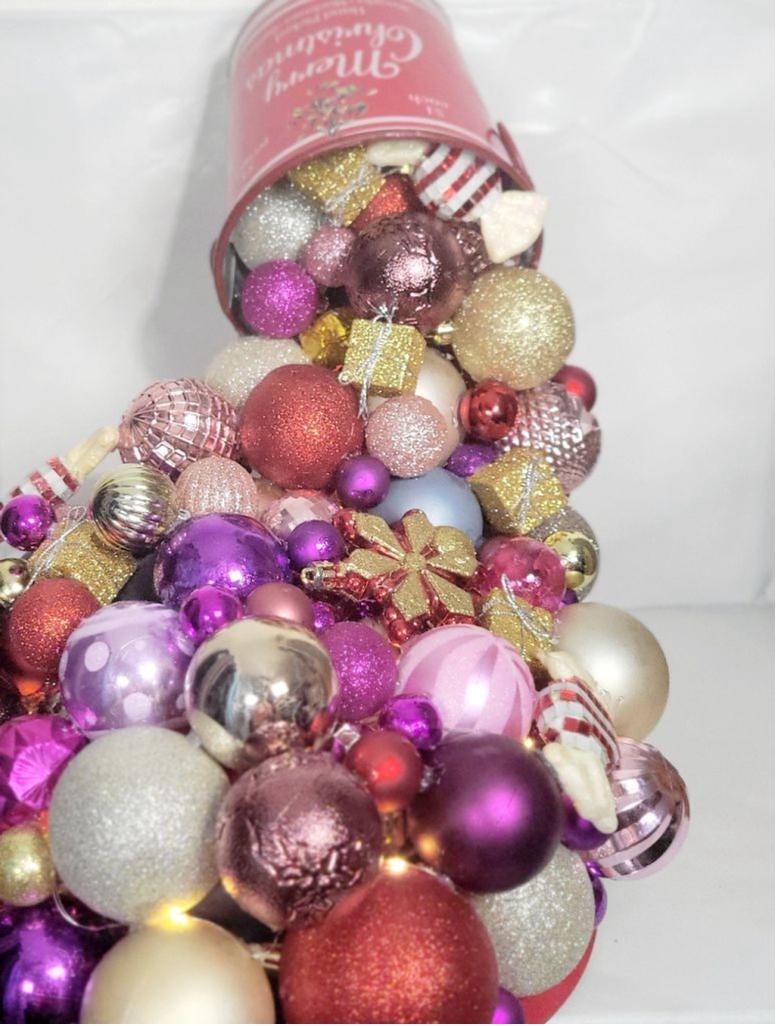 Artisanal made  magical floating bucket pouring Christmas ornaments baubles