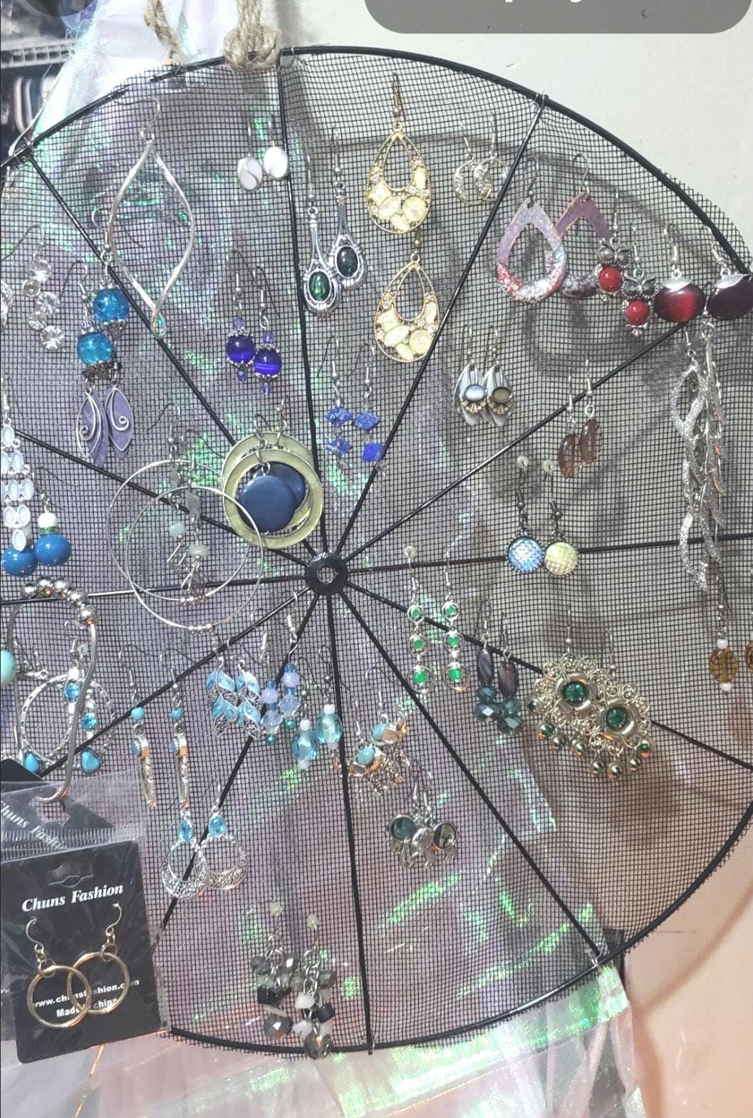 Earring holder display 14" bicycle wheel