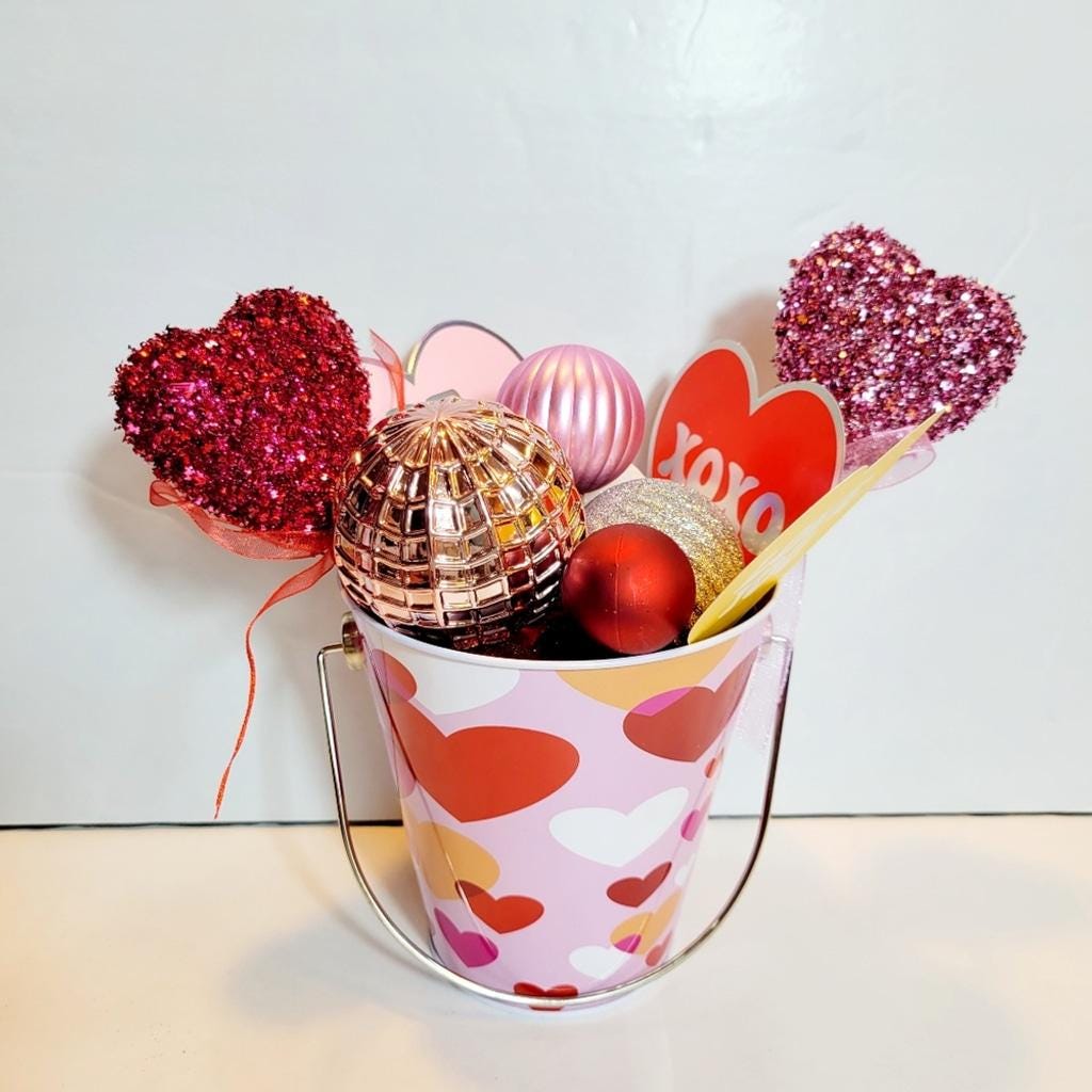 Hand crafted Bucket of Love Valentine's Day table art decor