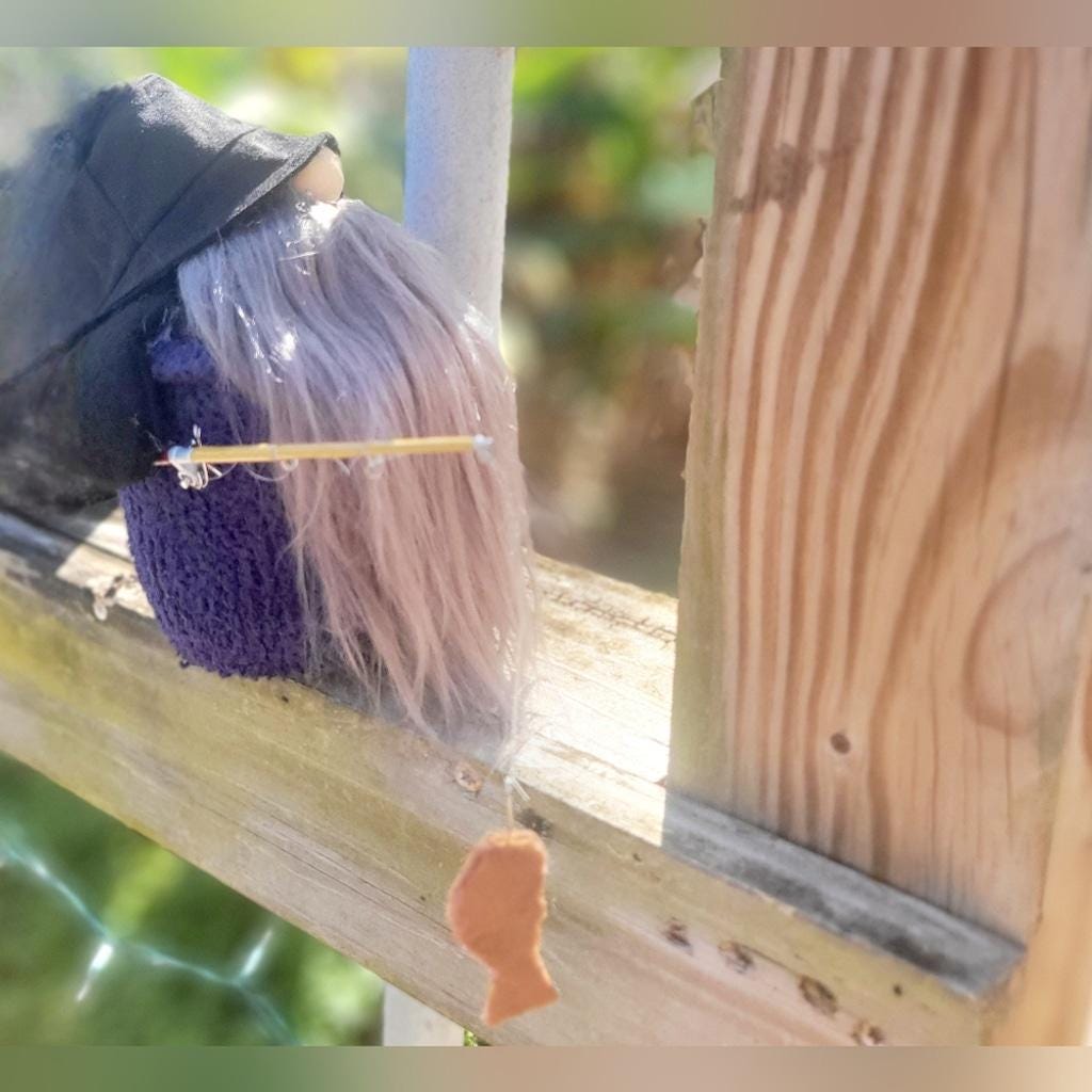 Fishing Gnome with Grey Beard