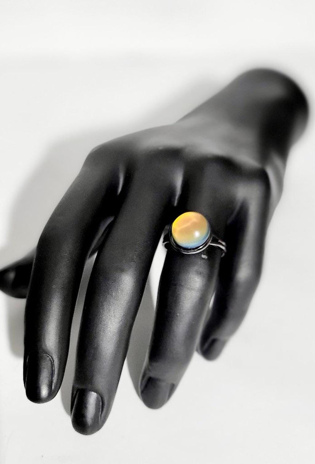 Hand crafted adjustable color changing mood ring