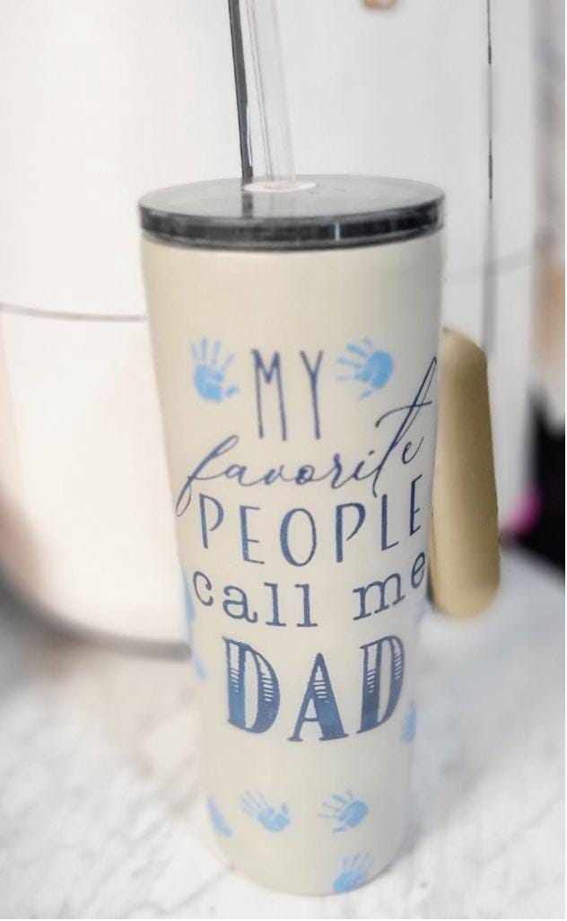 Personalized Blue & Cream 30oz Tumbler – "My Favorite People Call Me Dad" – Custom Father's Day Gift