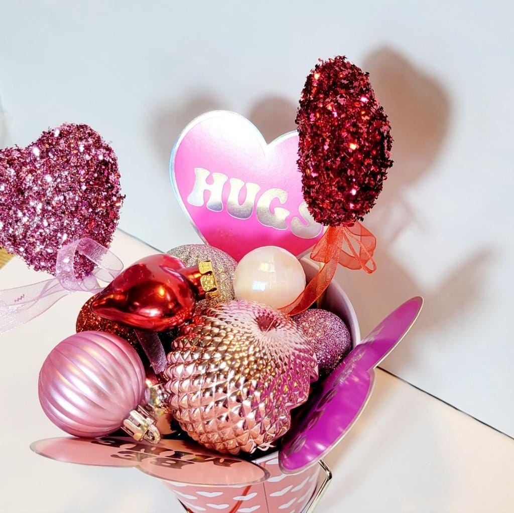 Hand crafted Bucket of Love Valentine's Day table art decor