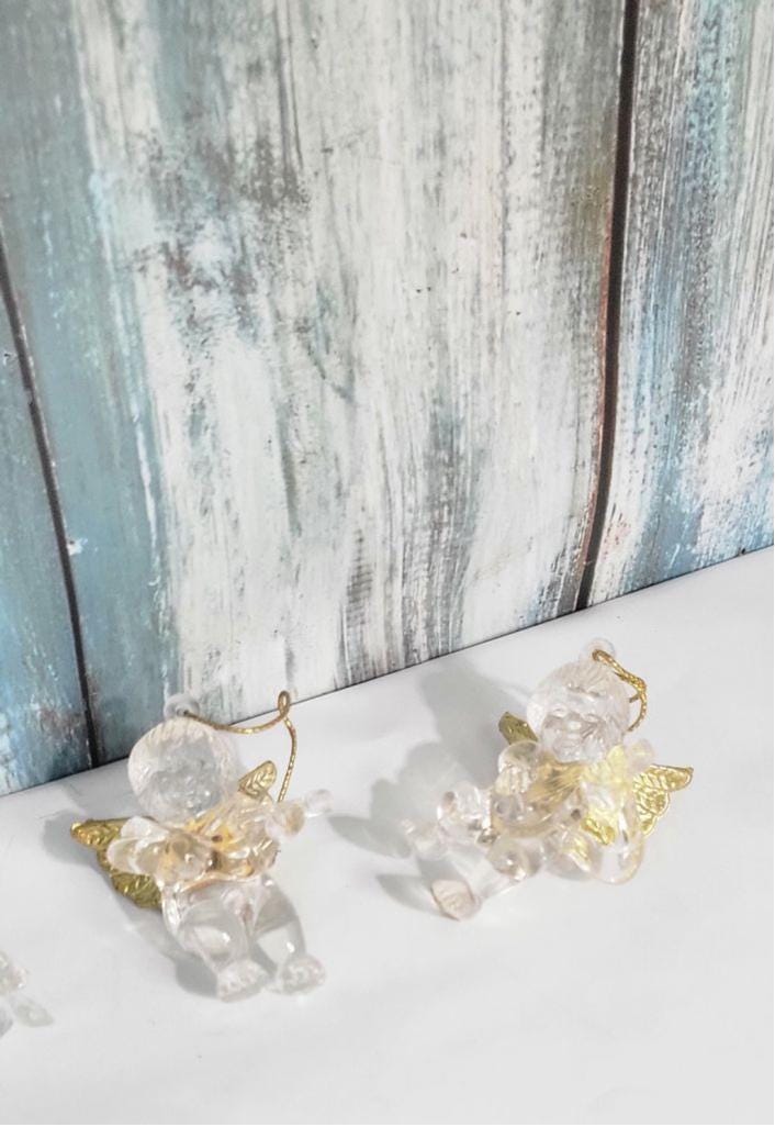 Vintage acrylic cherub angel ornaments
