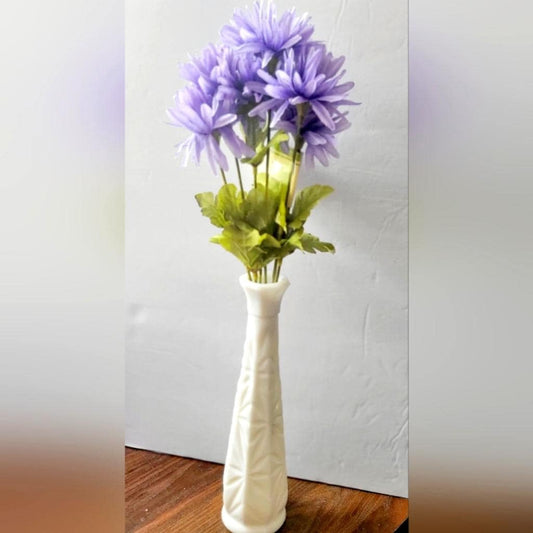 Vintage 9" Hoosier Glass Milk Bud Vase Starburst Pattern