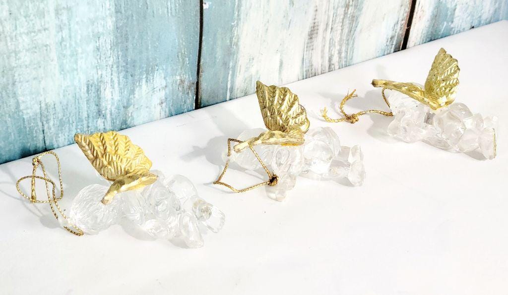 Vintage acrylic cherub angel ornaments