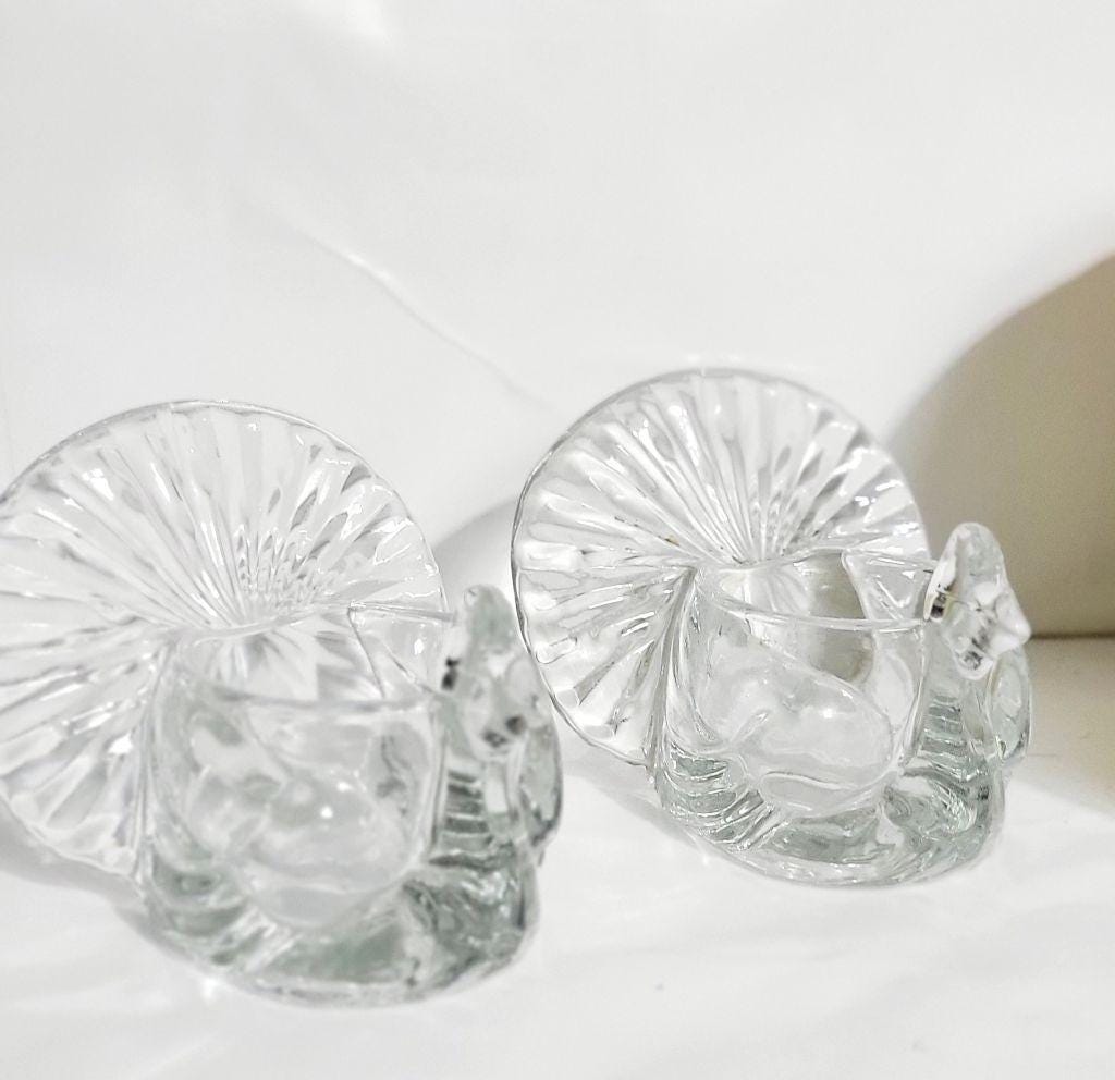 Vintage Avon glass turkey votive candle holders
