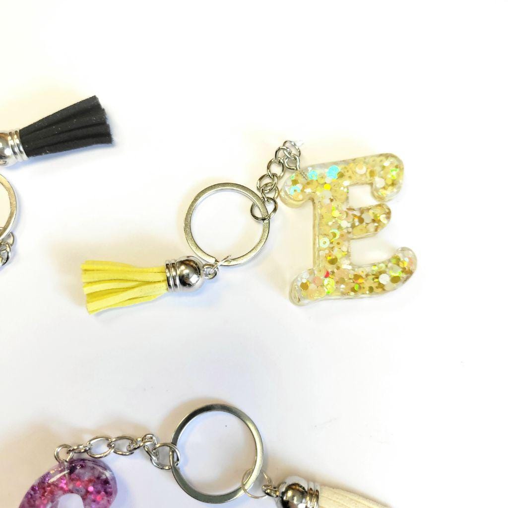 Personalized, 1.5" Resin,Shattered Glass,Glittery, Alphabet Keychains,bag charms