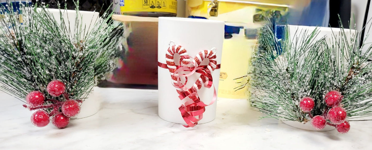 Christmas cups, tabletop decor, holiday decor