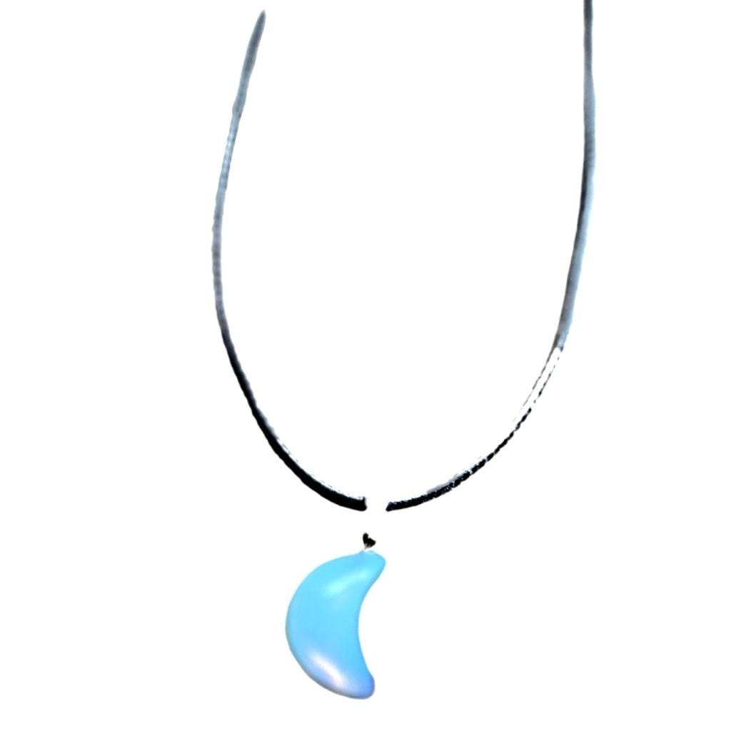 Hand Crafted Opalite Crescent Moon Pendant Corded Necklace