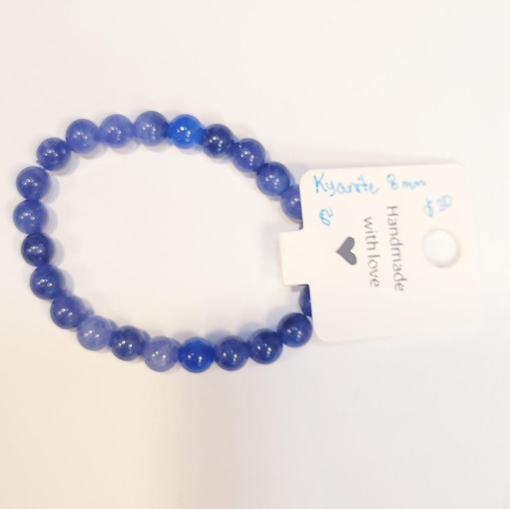 Natural Crystal Kyanite Beaded Bracelet 8"