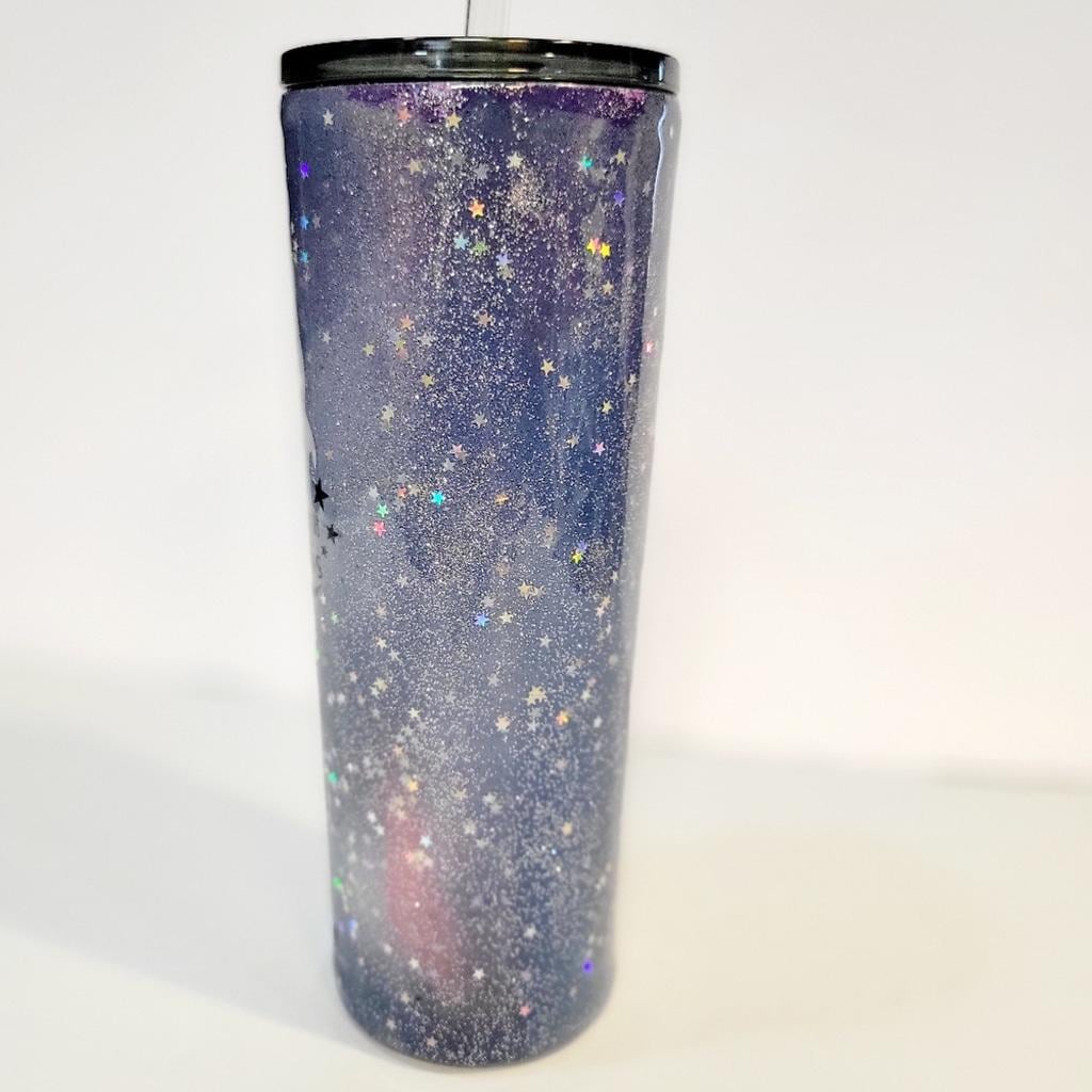 Hand Crafted Nebula Starry Sky Reach For the Stars Glitter 30 Oz Tumbler