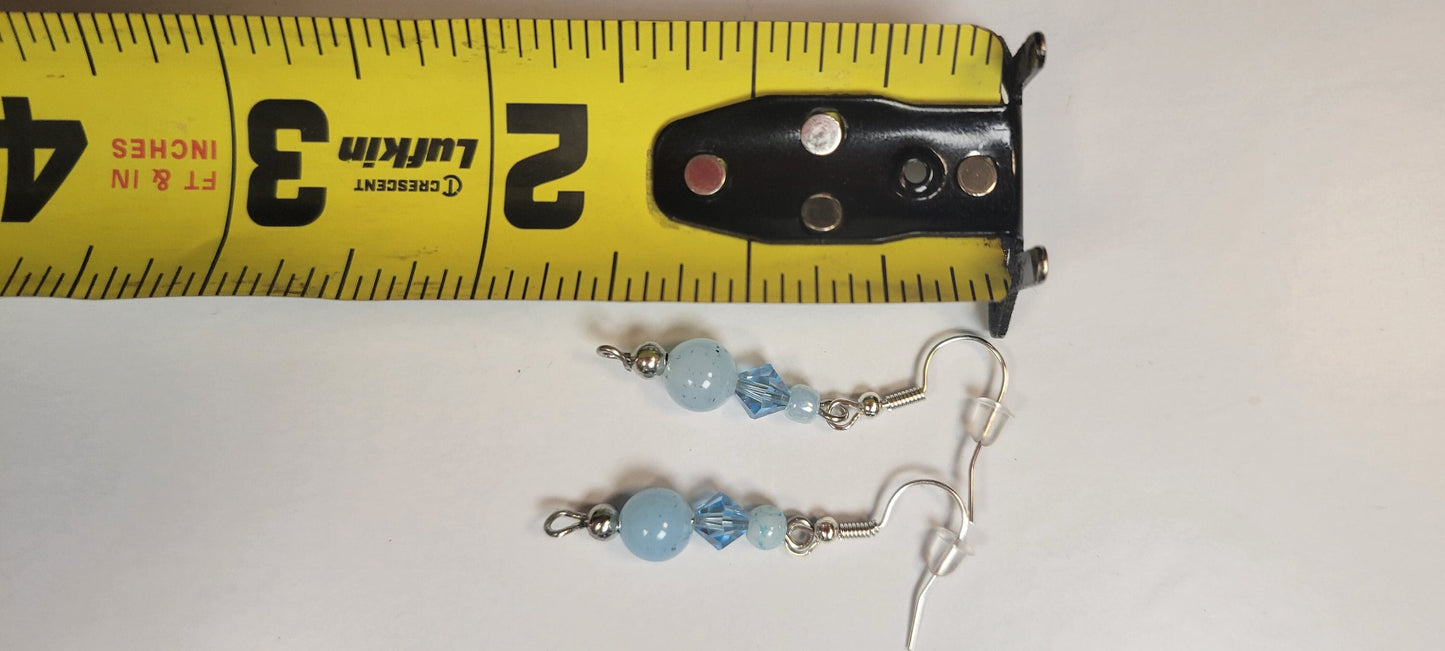 Glass bead hook drop pierced earrings