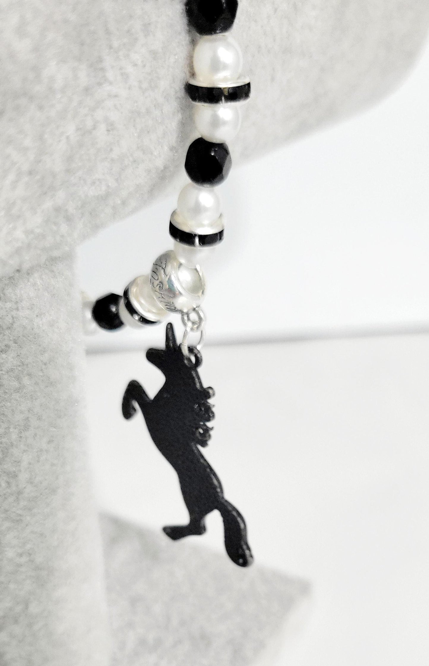 Halloween skeleton unicorn charm glass beaded bracelet