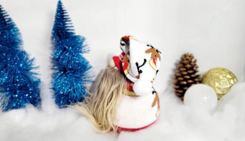 Christmas sock gnome with  reindeer hand crafted