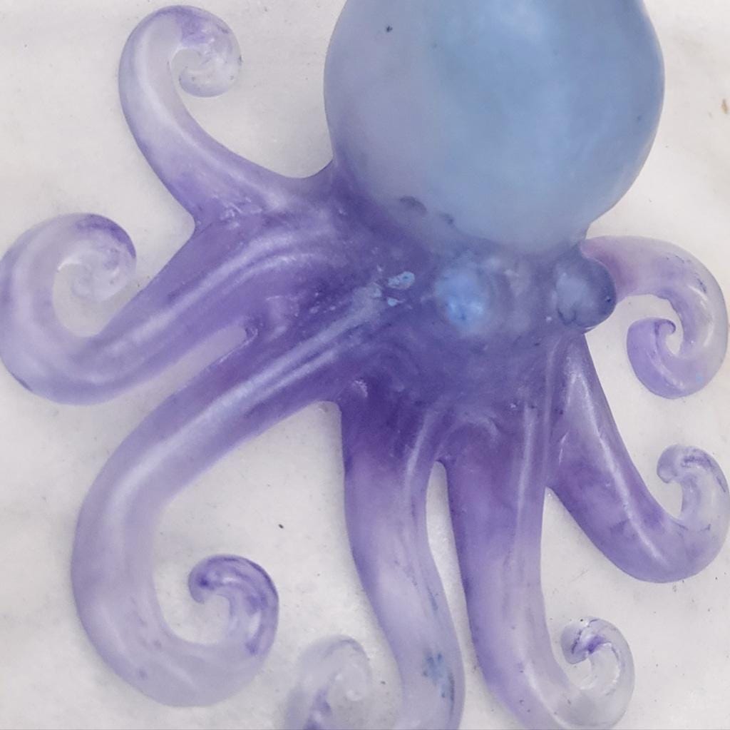Resin Octopus Figurine Blue and Purple 5 Inch