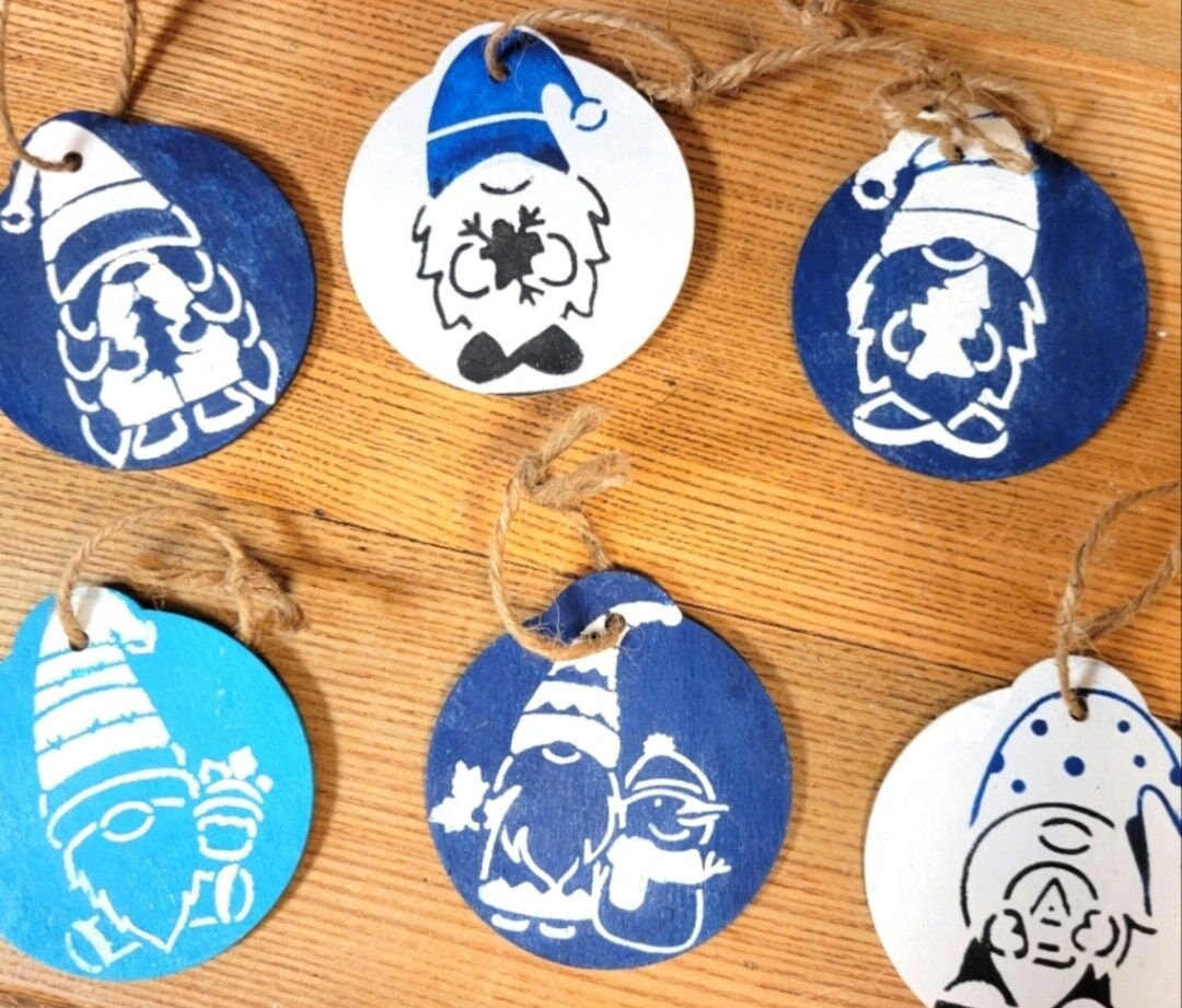 Handpainted Christmas ornaments 3" wood discs