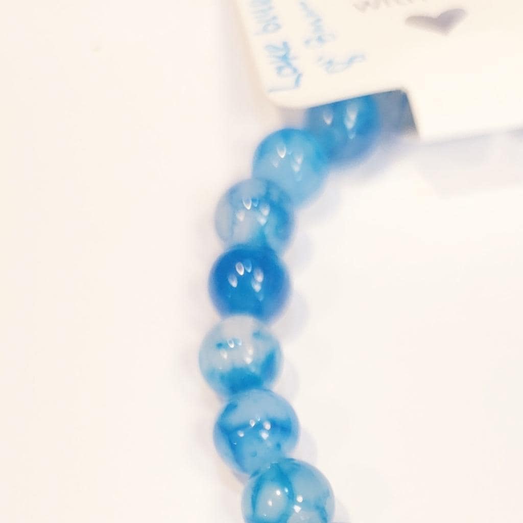 Lake Blue Dragon Agate Beaded Bracelet 8"