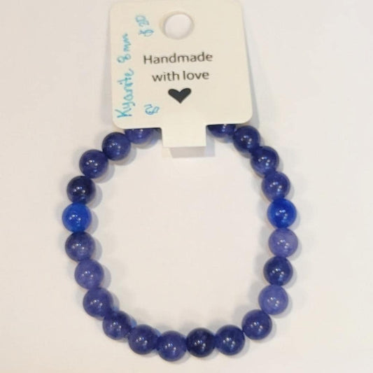 Natural Crystal Kyanite Beaded Bracelet 8"