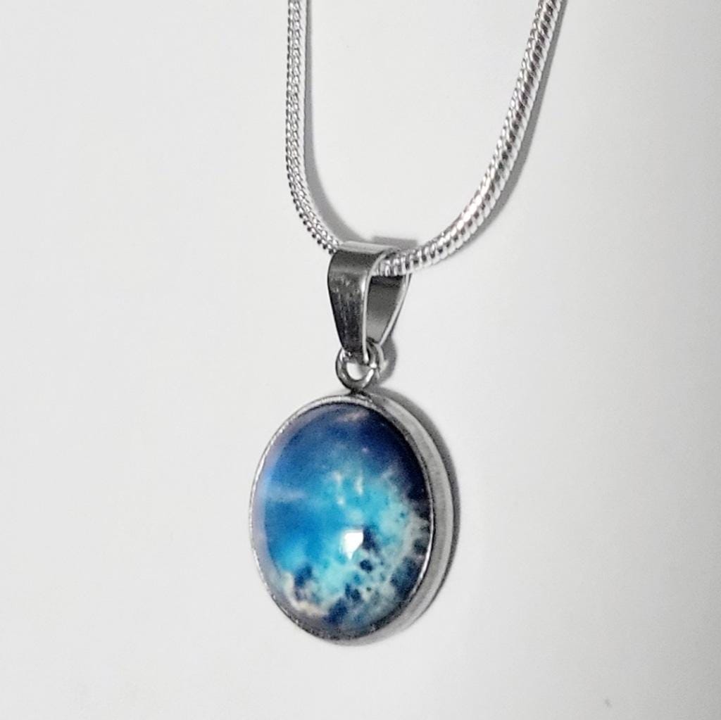 925 Sterling Silver nebula galaxy necklace