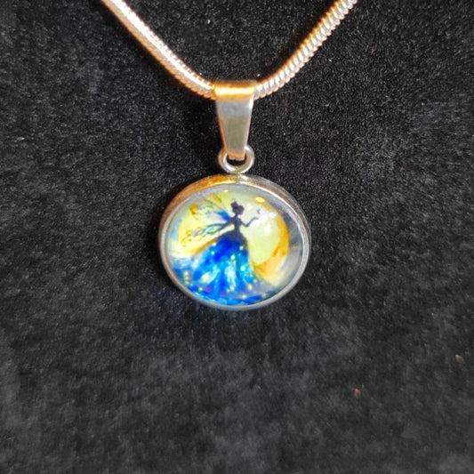 Hand crafted Fairy pendant necklace on 925 Sterling Silver chain