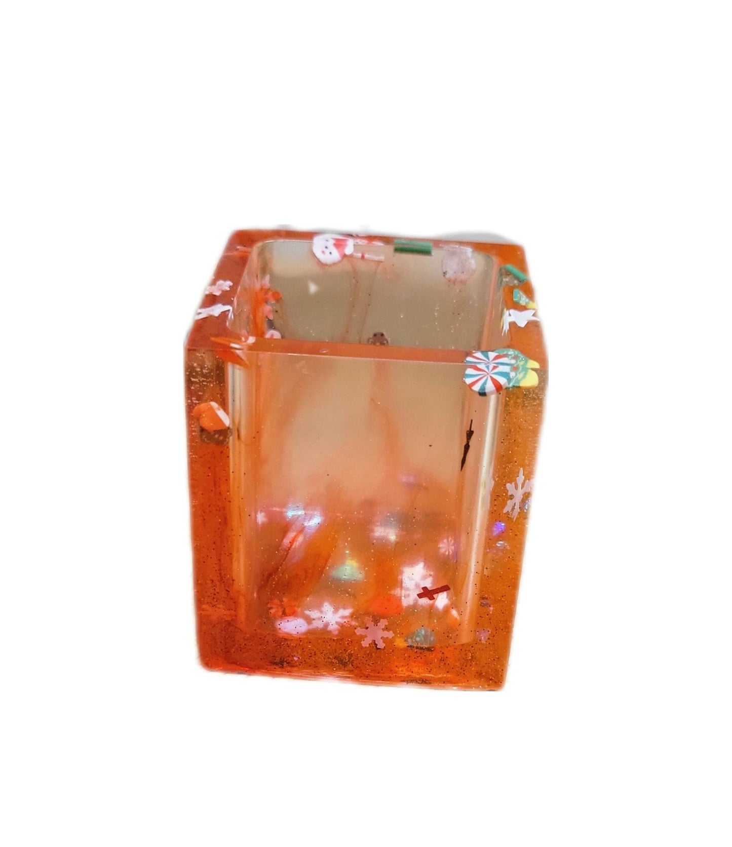 Hand crafted Christmas themed resin pen holder