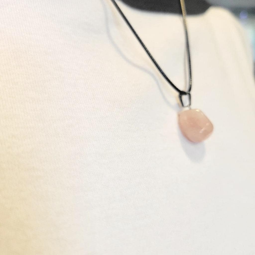 Natural Rose Quartz Crystal Pendant Necklace