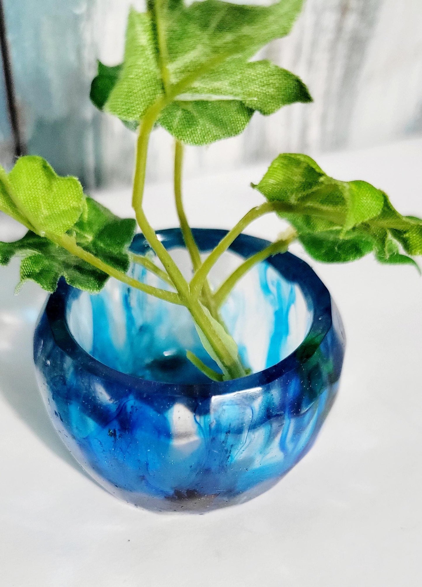 Hand crafted 1.5" resin planter or led tealight holder