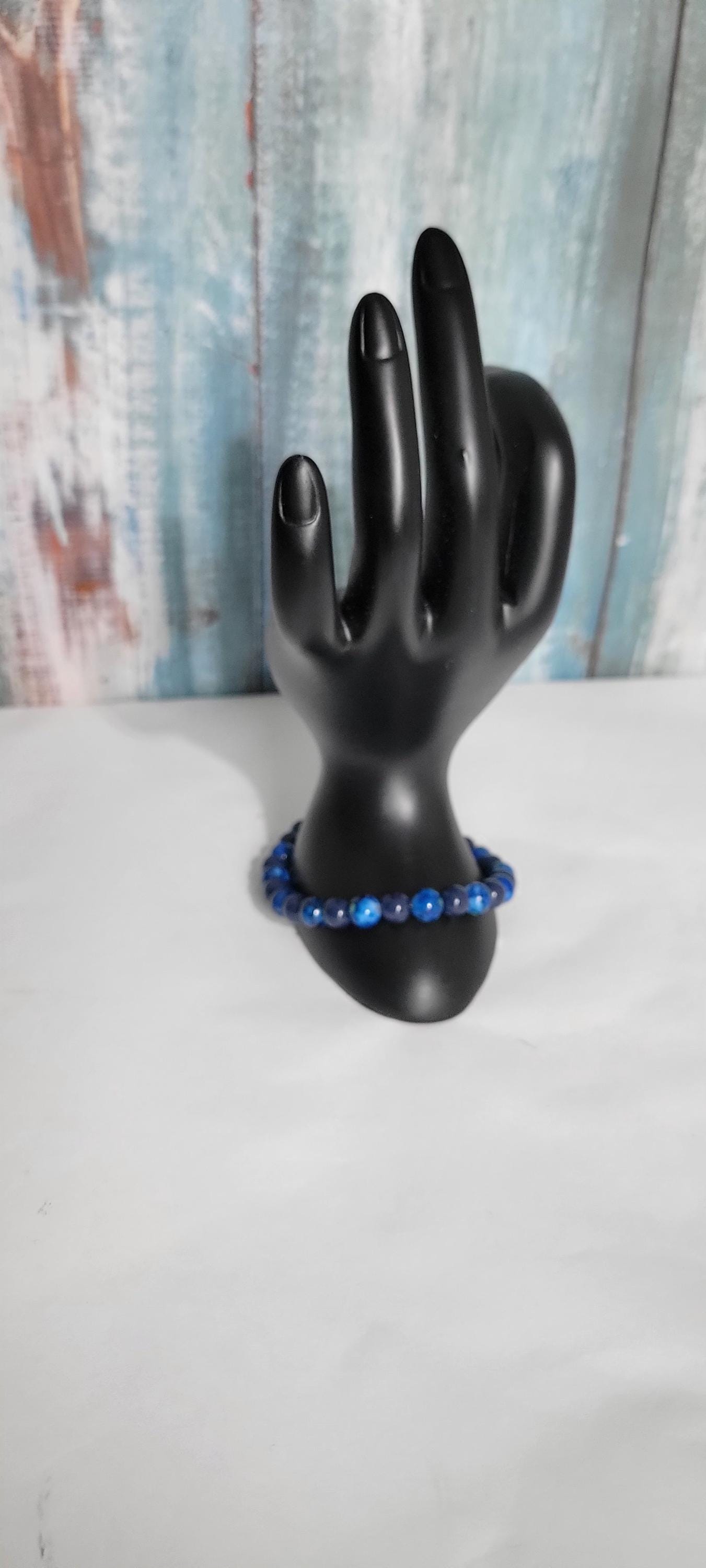 Hand crafted acrylic and glass beaded bracelet