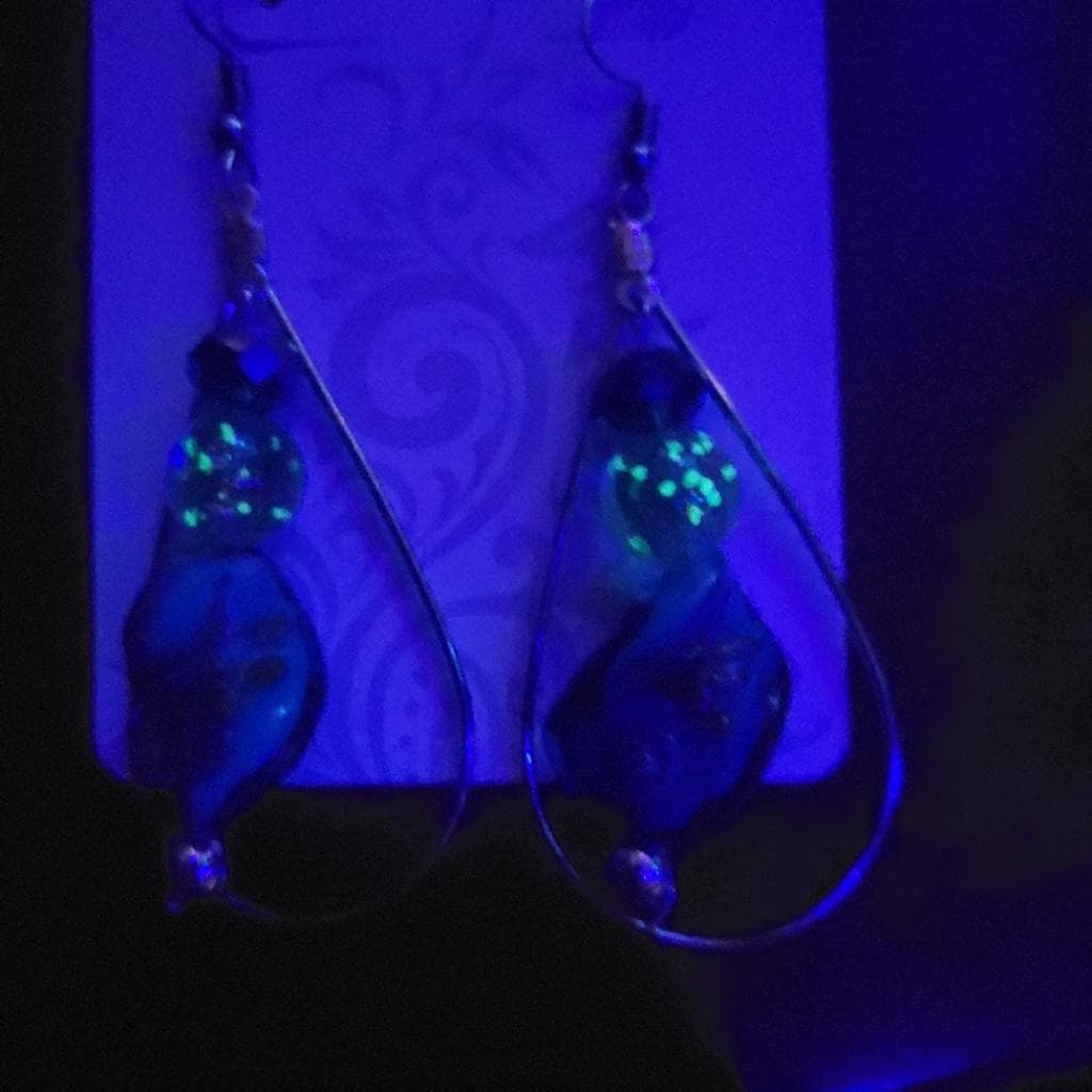 Twisted Teal, Gold, and Silver Drop Dangle Beaded Earrings