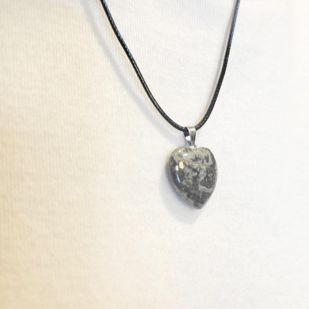 Natural Brown Jasper Crystal Heart-Shaped Pendant Necklace